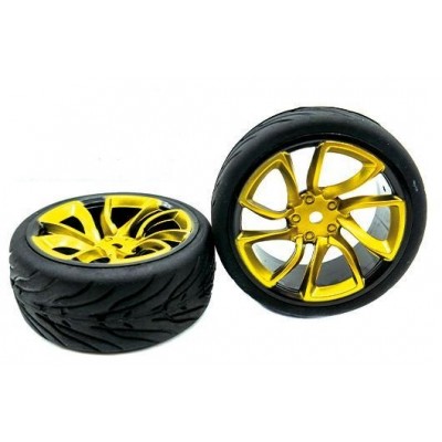 1/10 SCALE TOURING TIRES MOUNTED ON Gold Wheels - 12mm HEX